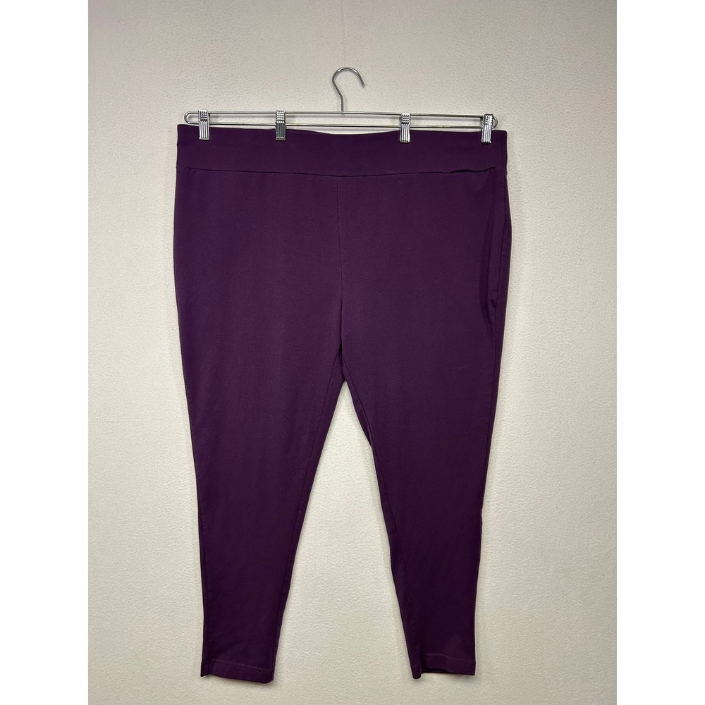 Athleisure Terra & Sky Womens 4X 28W-30W Purple Cotton Blend Pull On Leggings